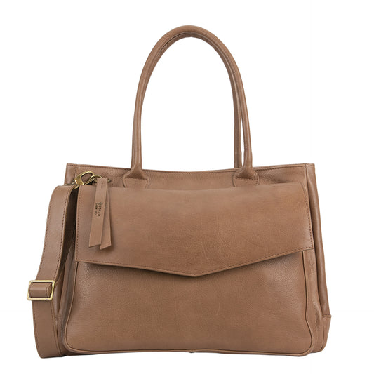 genuine leather camel handbag