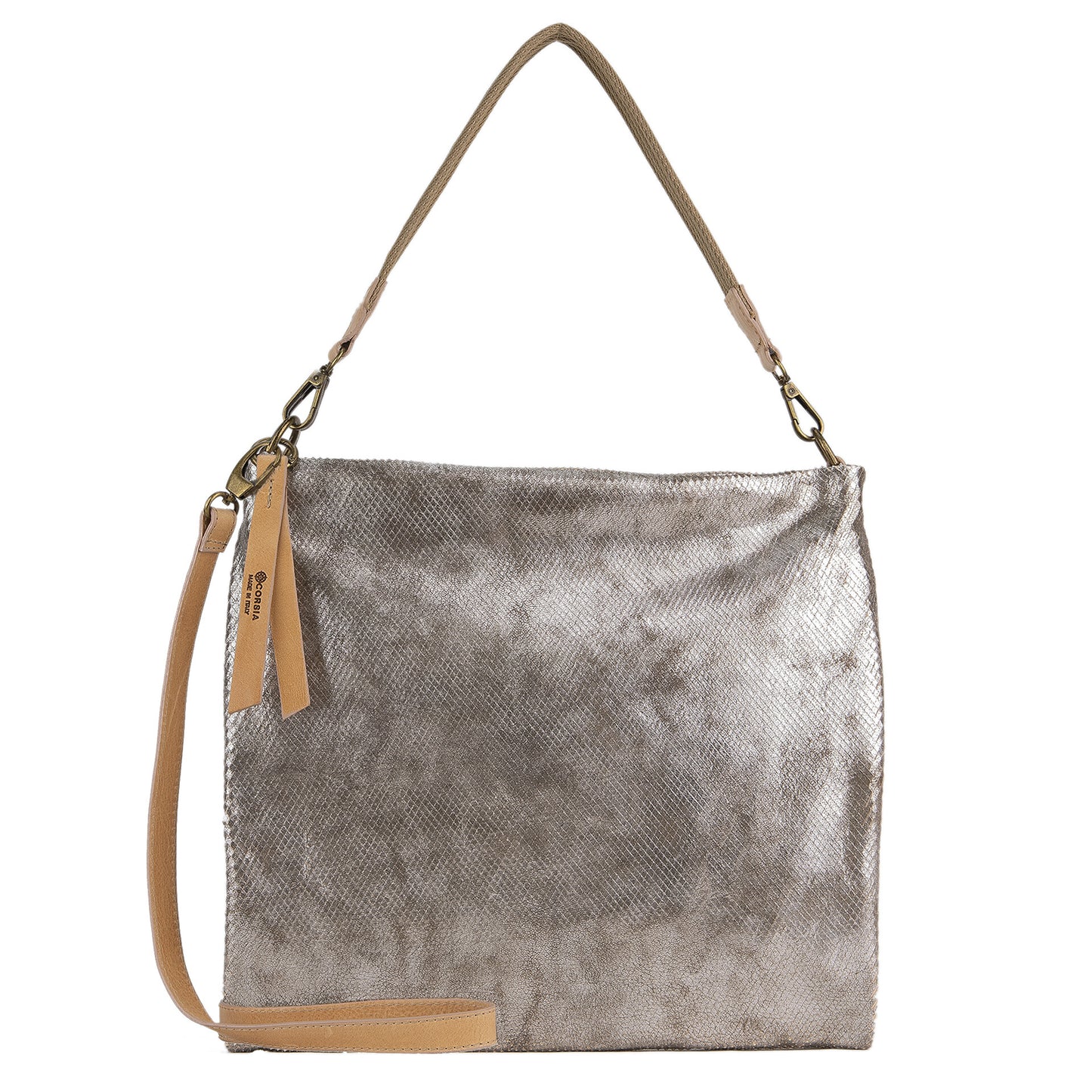 Borsa in pelle argento