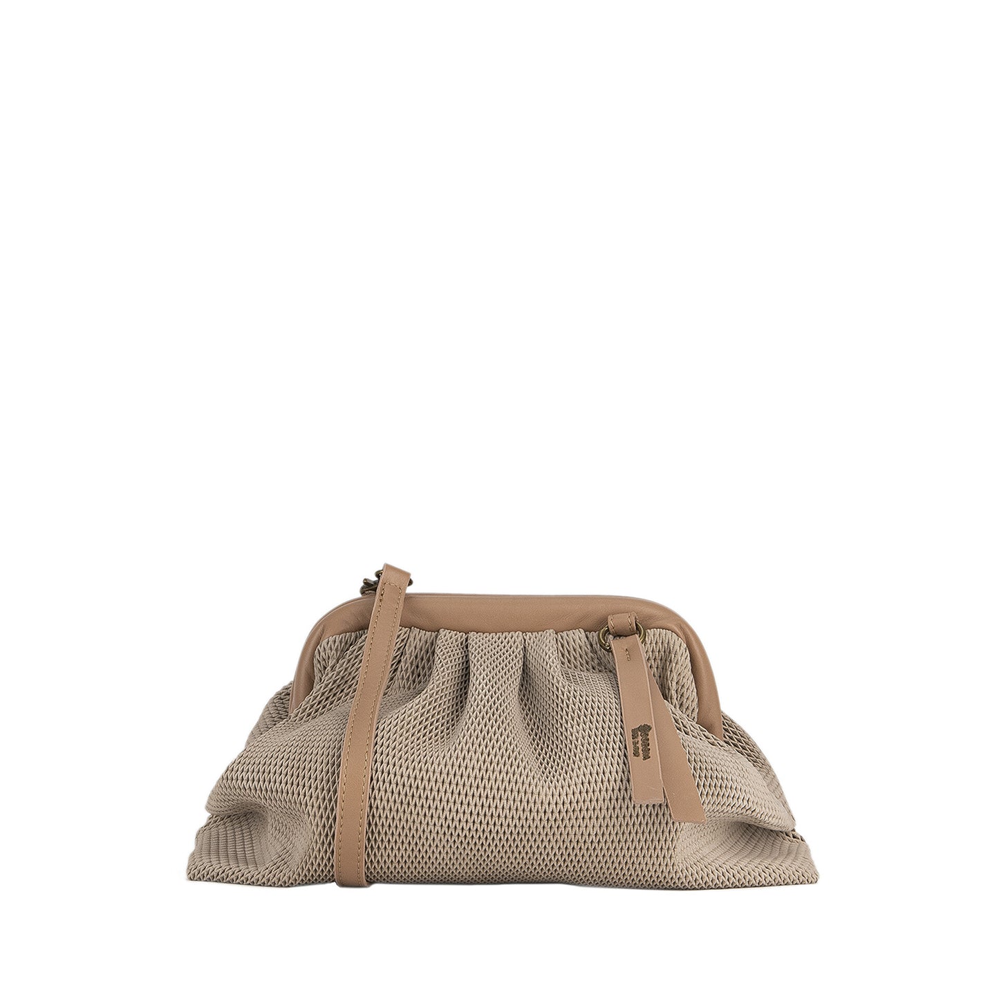 Borsa in pelle traforata beige