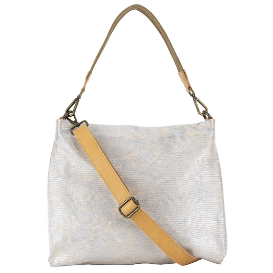 borsa in pelle argento